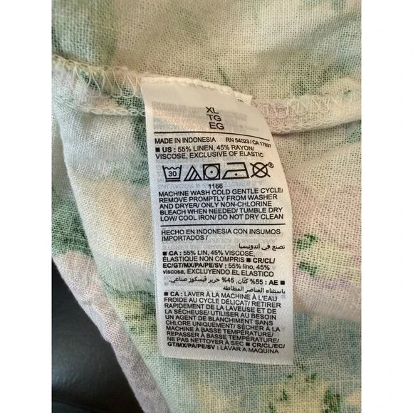 Old Navy Womens XL Linen Blend Floral Midi Dress Sweetheart Neckline Pockets - Picture 8 of 8